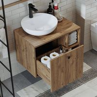 Roomart Badezimmermöbel LOTUS 65 cm – Keramik Waschbecken &/oder Unterschrank – Modernes Design – Varianten wählbar – Weiß-Eiche, Eiche oder Anthrazit-Eiche - badezimmerschrank, waschbecken, badezimmermöbel, badschrank, badezimmer, mit, unterschrank, badm