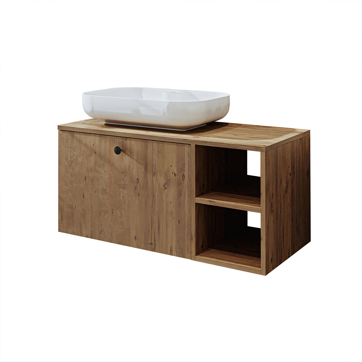 Roomart Badezimmermöbel LOTUS II- 95 cm – Keramik Waschbecken &/oder Unterschrank – Modernes Design – Varianten wählbar – Weiß-Eiche, Eiche oder Anthrazit-Eiche - badezimmerschrank, waschbecken, badezimmermöbel, badschrank, badezimmer, mit, unterschrank, 