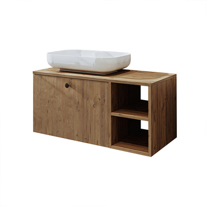 Roomart Badezimmermöbel LOTUS II- 95 cm – Keramik Waschbecken &/oder Unterschrank – Modernes Design – Varianten wählbar – Weiß-Eiche, Eiche oder Anthrazit-Eiche - badezimmerschrank, waschbecken, badezimmermöbel, badschrank, badezimmer, mit, unterschrank, 