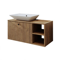 Roomart Badezimmermöbel LOTUS I - 95 cm – Keramik Waschbecken &/oder Unterschrank – Modernes Design – Varianten wählbar – Weiß-Eiche, Eiche oder Anthrazit-Eiche-badezimmerschrank, waschbecken, badezimmermöbel, badschrank, badezimmer, mit, unterschrank, ba