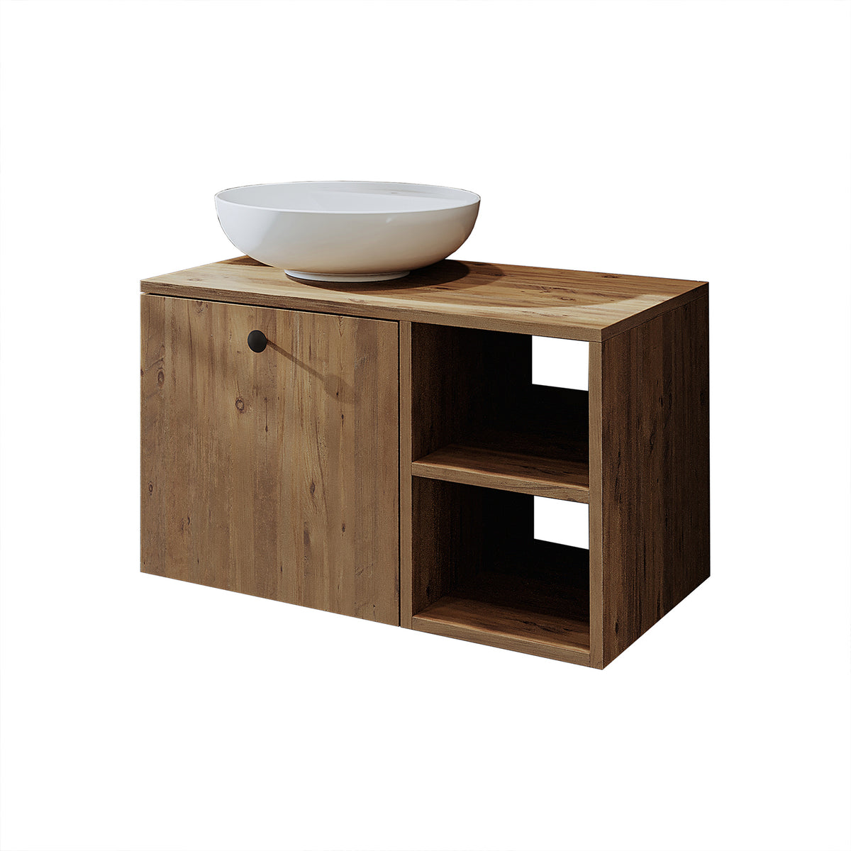 Roomart Badezimmermöbel LOTUS 75 cm – Keramik Waschbecken &/oder Unterschrank – Modernes Design – Varianten wählbar – Weiß-Eiche, Eiche oder Anthrazit-Eiche - badezimmerschrank, waschbecken, badezimmermöbel, badschrank, badezimmer, mit, unterschrank, badm