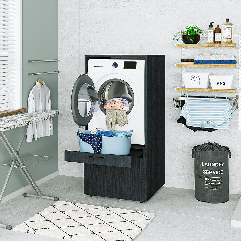 Waschmaschinenschrank SERIE 2 in Schwarz Eiche mit Schublade