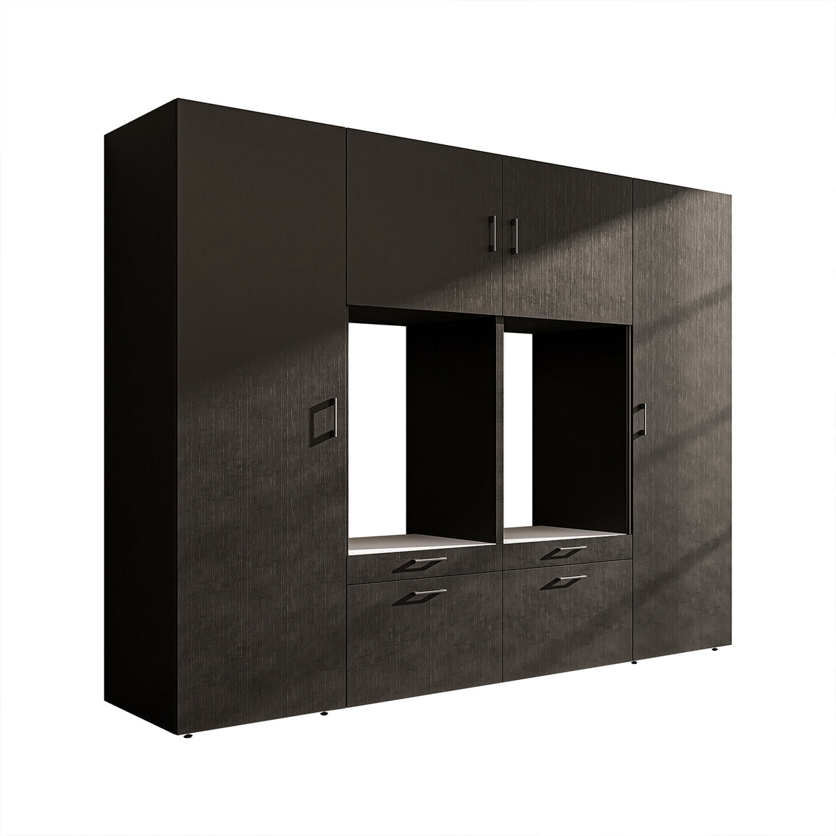 Roomart wandmeubel SERIE II, 254 cm, voor 2 apparaten met 2 hoge kasten, in 3 kleuren