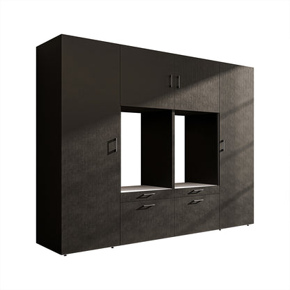 Roomart wandmeubel SERIE II, 254 cm, voor 2 apparaten met 2 hoge kasten, in 3 kleuren