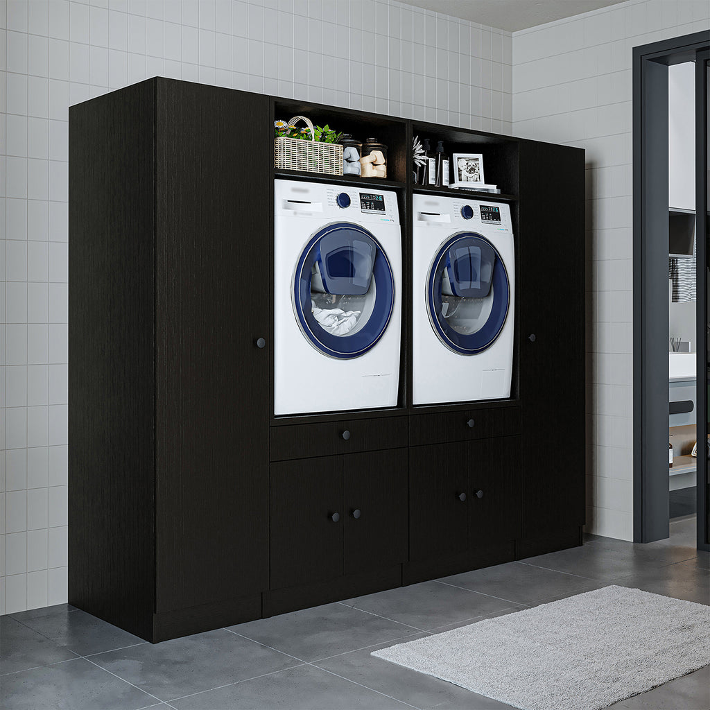 View details for Roomart Waschmaschinenumbauschrank & Schrankwand für Waschküche und Hauswirtschaftsraum – 224 cm breit – mit praktischem Ausziehbrett – erhältlich in Weiß, Eiche oder Schwarz-Eiche Roomart Waschmaschinenumbauschrank & Schrankwand für Wasc