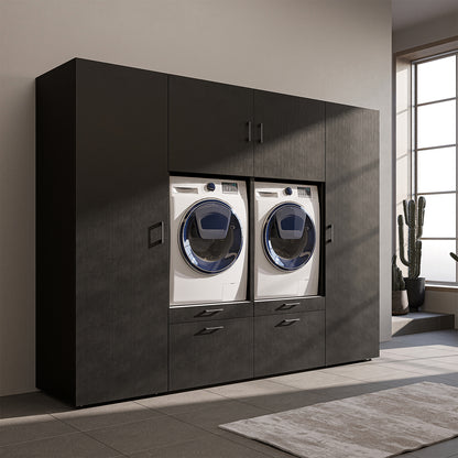 Roomart wandmeubel SERIE II, 254 cm, voor 2 apparaten met 2 hoge kasten, in 3 kleuren