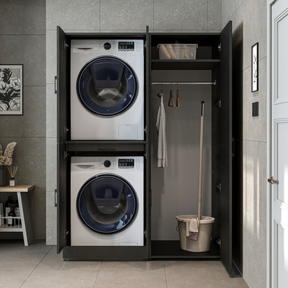 Roomart wasmachinekast DORA-I, 130 cm, met uittrekplank en hoge kast, 5 kleuren
