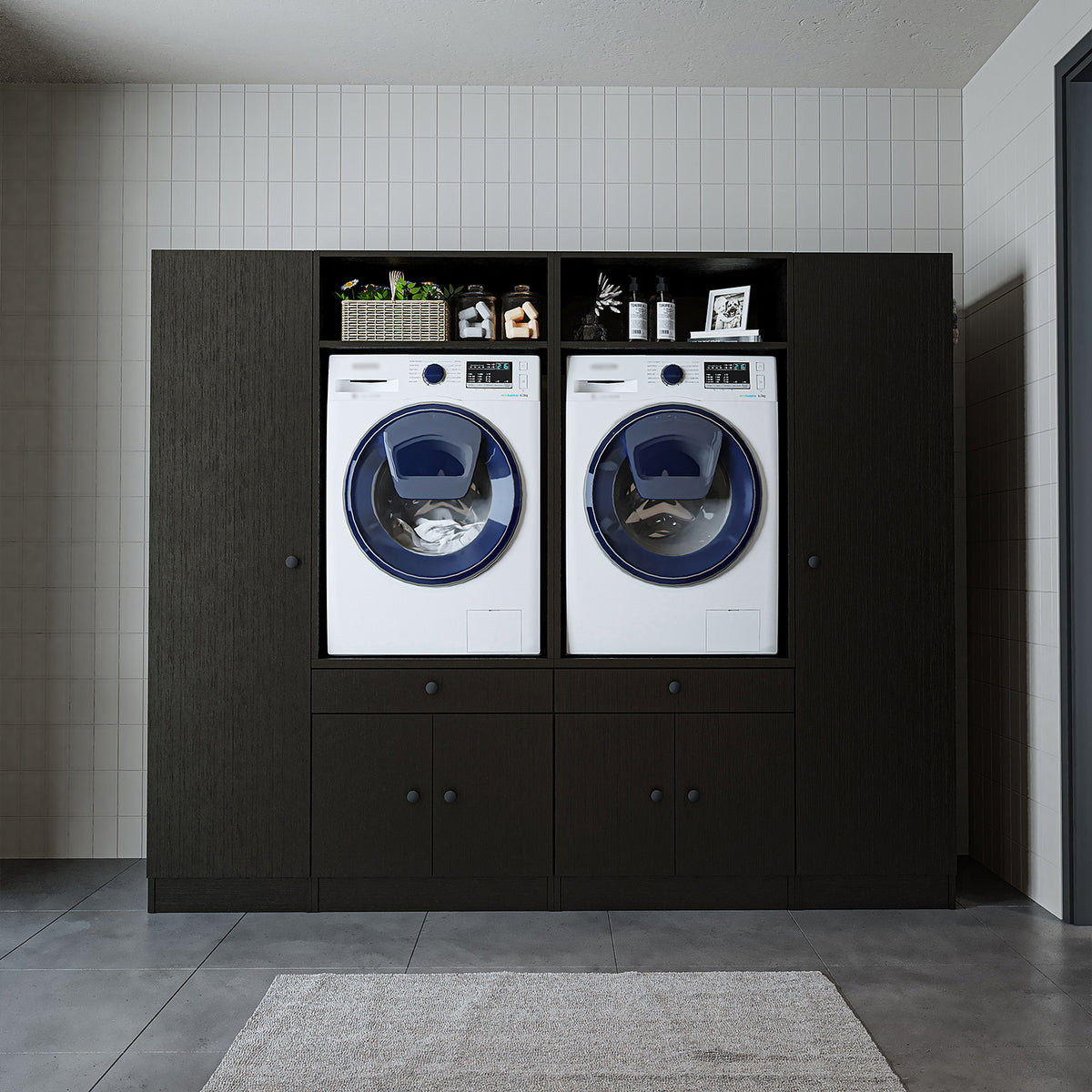 View details for Roomart Waschmaschinenumbauschrank & Schrankwand für Waschküche und Hauswirtschaftsraum – 224 cm breit – mit praktischem Ausziehbrett – erhältlich in Weiß, Eiche oder Schwarz-Eiche Roomart Waschmaschinenumbauschrank & Schrankwand für Wasc