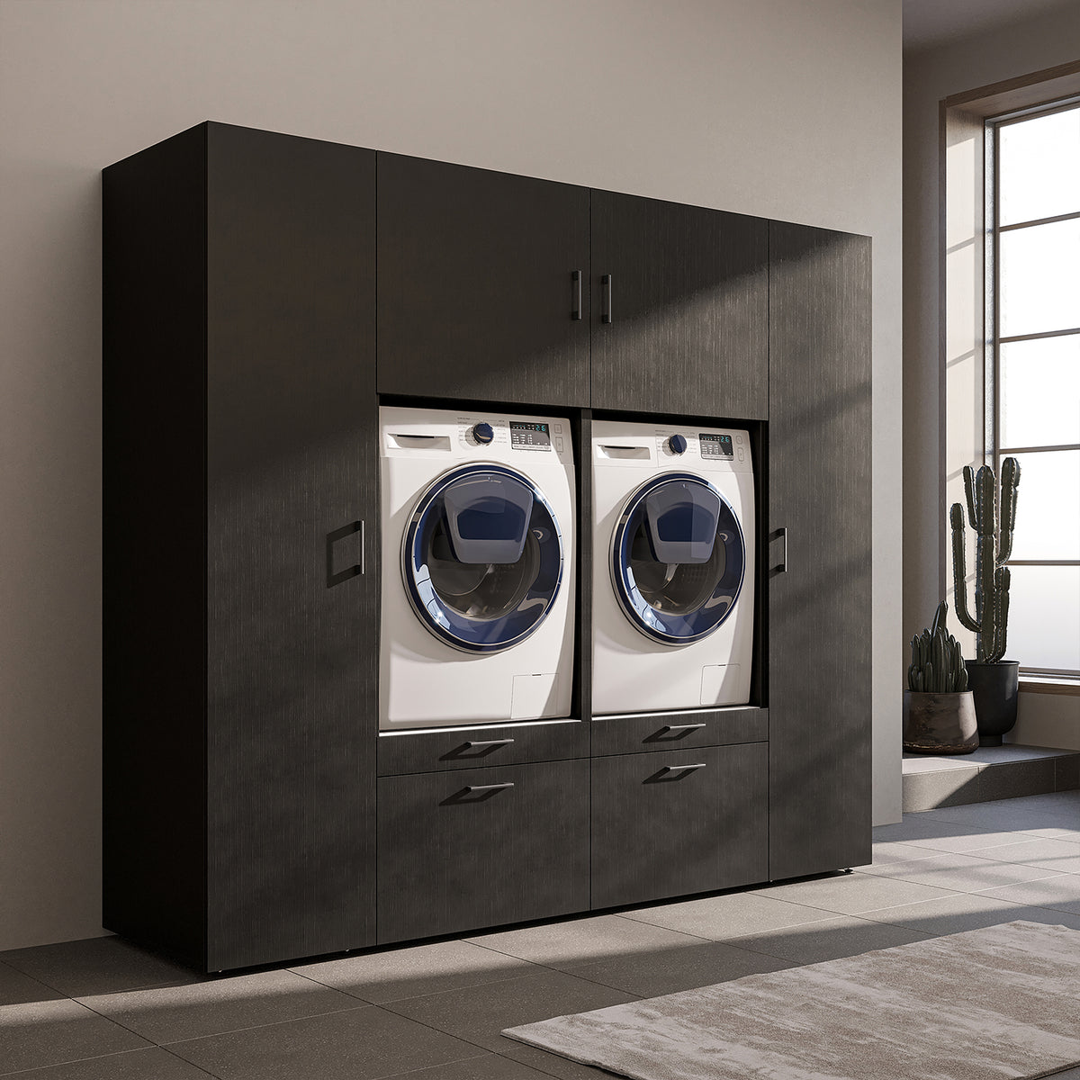 Roomart wandmeubel SERIE 2, 224 cm, voor 2 apparaten met 2 hoge kasten, in 3 kleuren