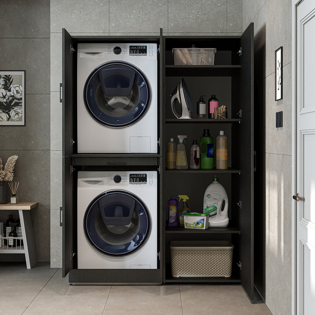 Roomart wasmachinekast DORA-I, 130 cm, met uittrekplank en hoge kast, 5 kleuren