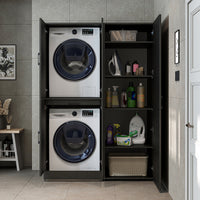 Roomart wasmachinekast DORA-I, 130 cm, met uittrekplank en hoge kast, 5 kleuren
