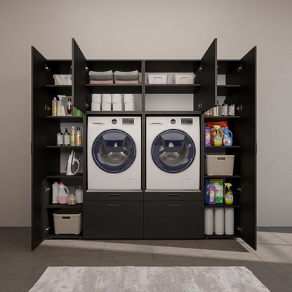 Roomart wandmeubel SERIE 2, 224 cm, voor 2 apparaten met 2 hoge kasten, in 3 kleuren