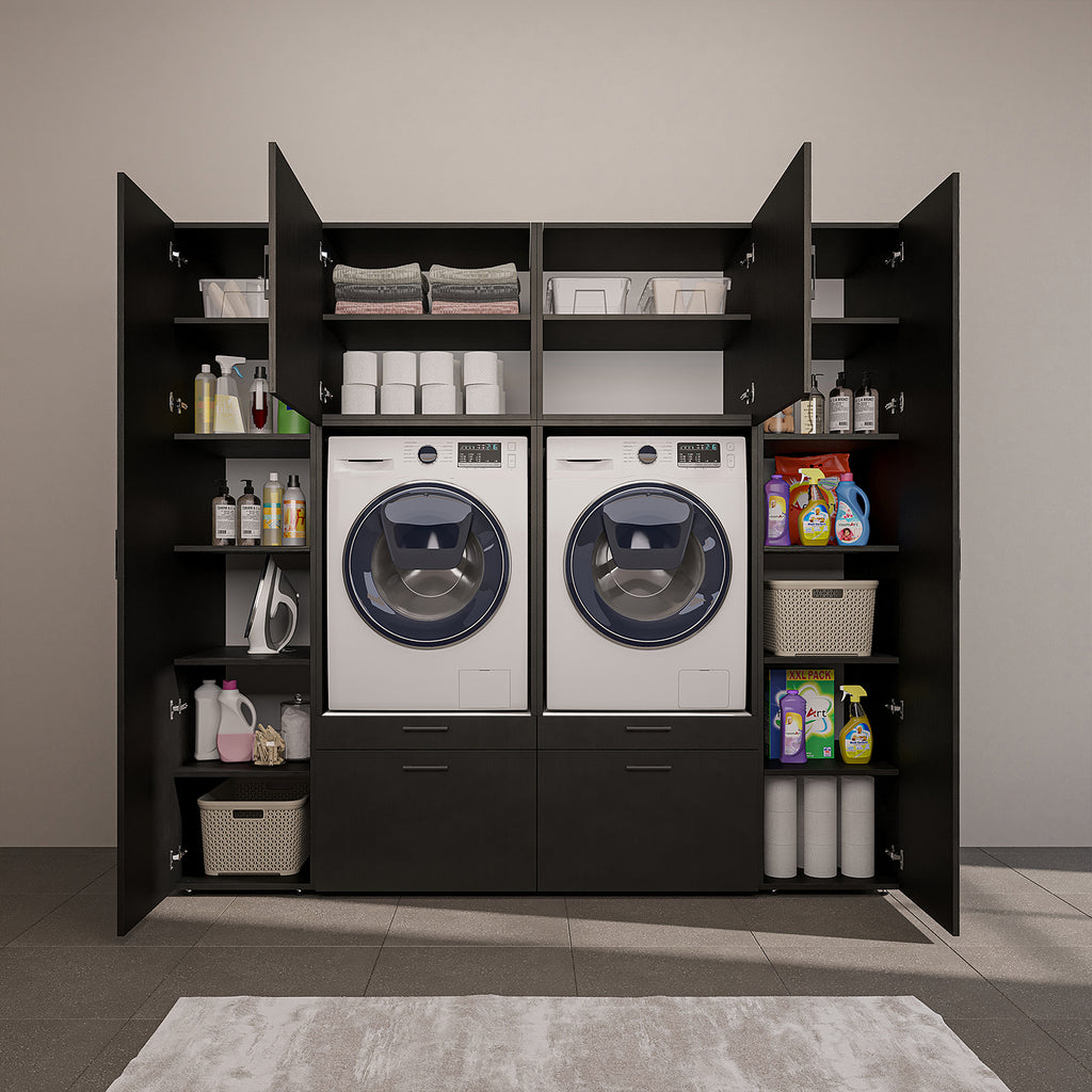 Roomart wandmeubel SERIE 2, 224 cm, voor 2 apparaten met 2 hoge kasten, in 3 kleuren
