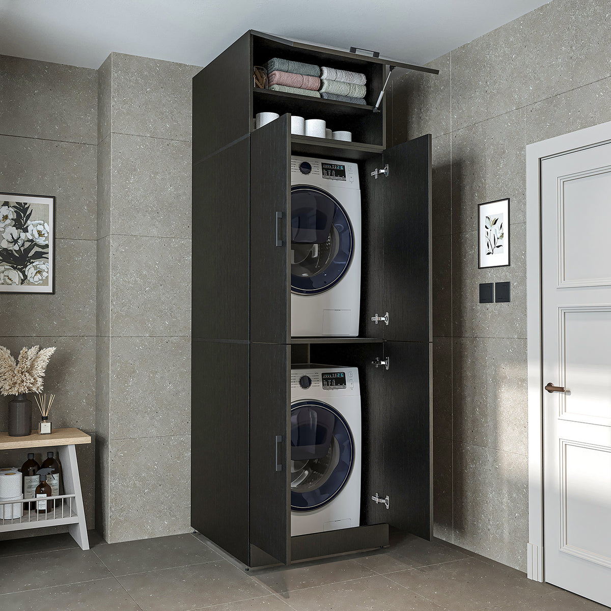 Roomart wasmachinekast DORA-II, 70 cm, voor wasmachine en droger, in 5 kleuren