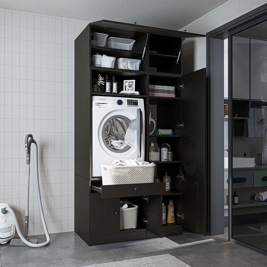 Roomart wasmachinekast SERIE 3, 112 cm, met hoge kast en uittrekbaar blad, in 3 kleuren