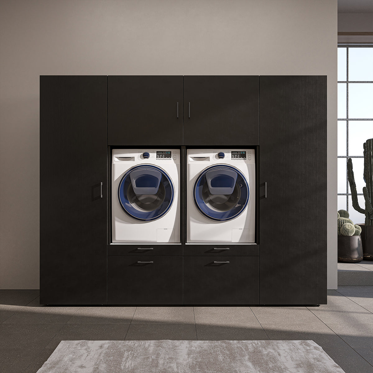 Roomart wandmeubel SERIE II, 254 cm, voor 2 apparaten met 2 hoge kasten, in 3 kleuren