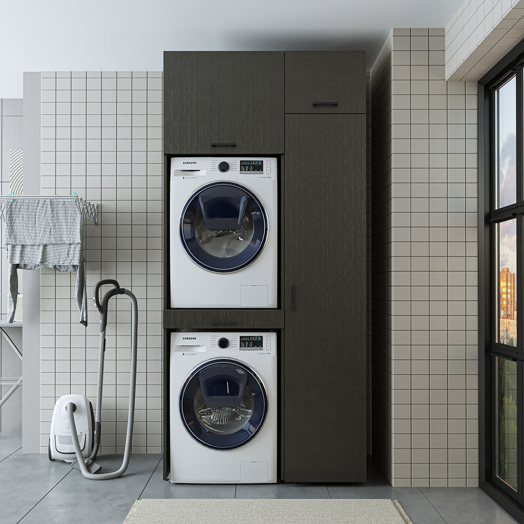 Roomart wasmachinekast DUO-I, 112 cm, met hoge kast en uittrekplank, in 3 kleuren