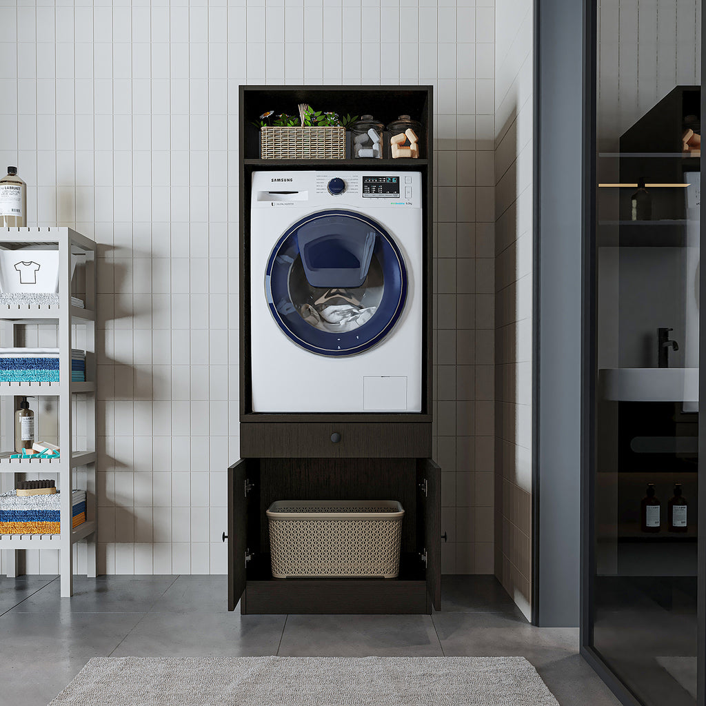 Roomart Waschmaschinenschrank mit Ausziehbrett • Weiß • Eiche • Schwarz eiche - waschmaschinenschrank, waschmaschinenregal, waschturm, schrank, weiß, waschmaschinen, unterschrank, waschmaschine, trockner, haushaltsschrank, schränke, badschrank, hochschran