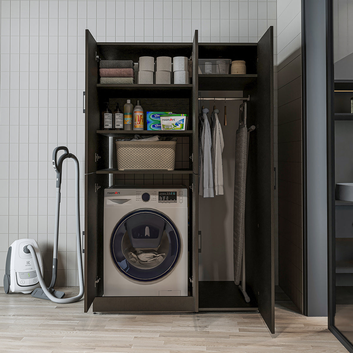 Roomart wasmachinekast DORA-II, 115 cm, voor wasmachine en droger, in 5 kleuren