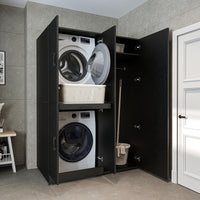 Roomart wasmachinekast DORA-I, 130 cm, met uittrekplank en hoge kast, 5 kleuren