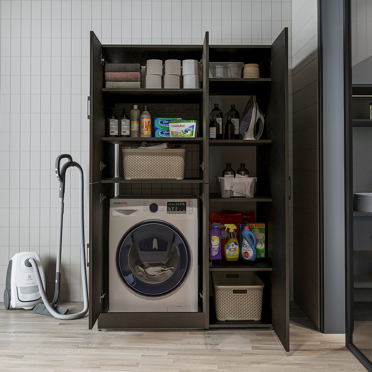 Roomart wasmachinekast DORA-II, 115 cm, voor wasmachine en droger, in 5 kleuren