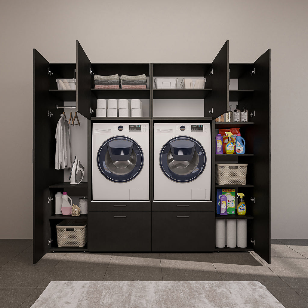 Roomart wandmeubel SERIE 2, 224 cm, voor 2 apparaten met 2 hoge kasten, in 3 kleuren