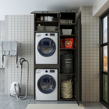 Roomart wasmachinekast DUO-I, 112 cm, met hoge kast en uittrekplank, in 3 kleuren