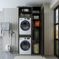 Roomart wasmachinekast DUO-I, 112 cm, met hoge kast en uittrekplank, in 3 kleuren