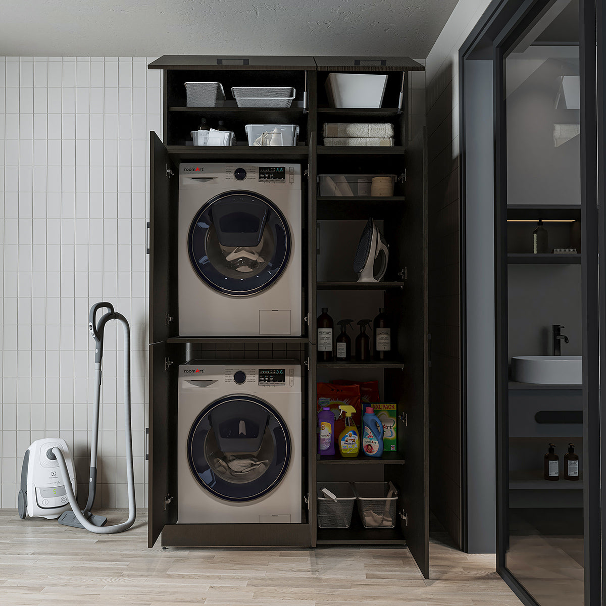 Roomart wasmachinekast DORA-II, 115 cm, voor wasmachine en droger, in 5 kleuren
