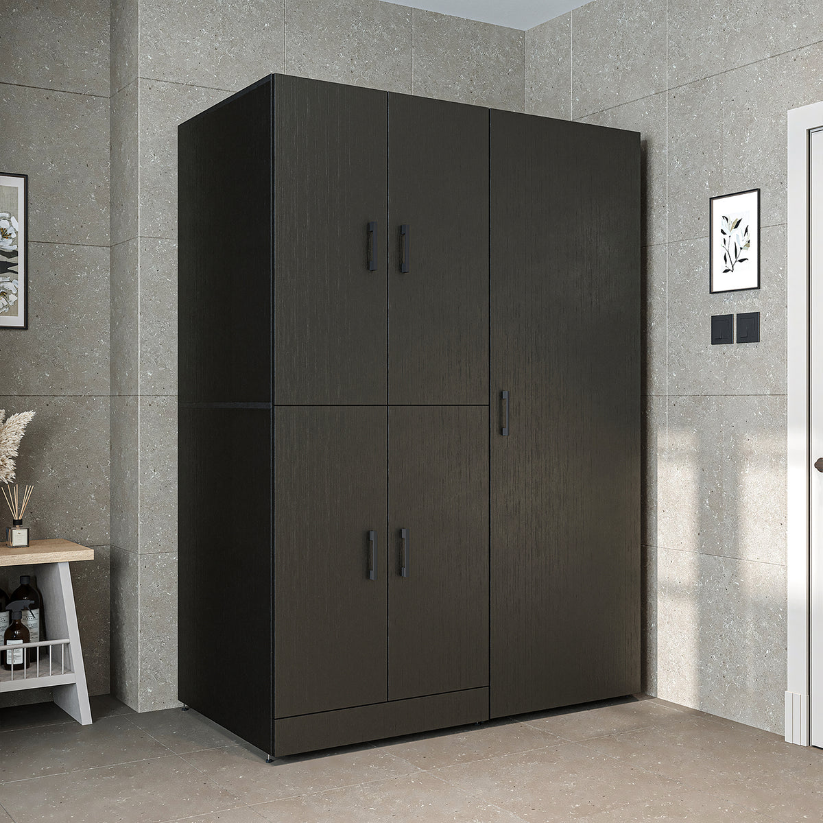 Roomart wasmachinekast DORA-I, 130 cm, met uittrekplank en hoge kast, 5 kleuren