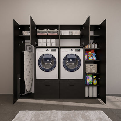 Roomart wandmeubel SERIE 2, 224 cm, voor 2 apparaten met 2 hoge kasten, in 3 kleuren