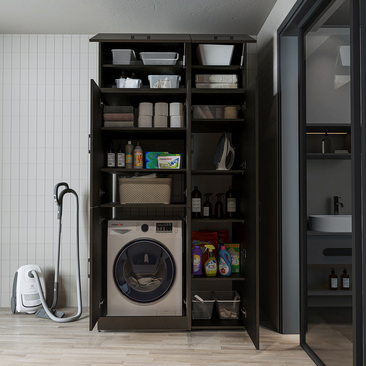 Roomart wasmachinekast DORA-II, 115 cm, voor wasmachine en droger, in 5 kleuren