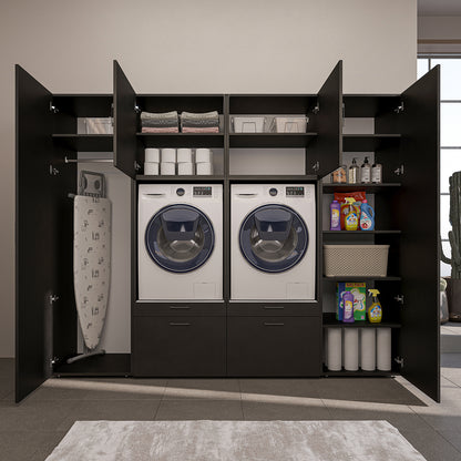 Roomart wandmeubel SERIE II, 254 cm, voor 2 apparaten met 2 hoge kasten, in 3 kleuren