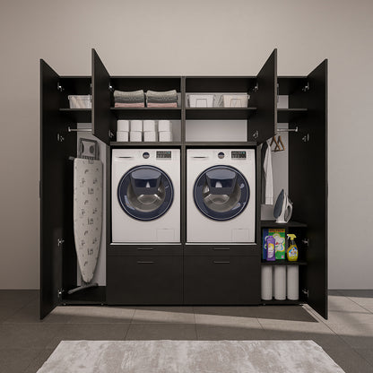 Roomart wandmeubel SERIE 2, 224 cm, voor 2 apparaten met 2 hoge kasten, in 3 kleuren