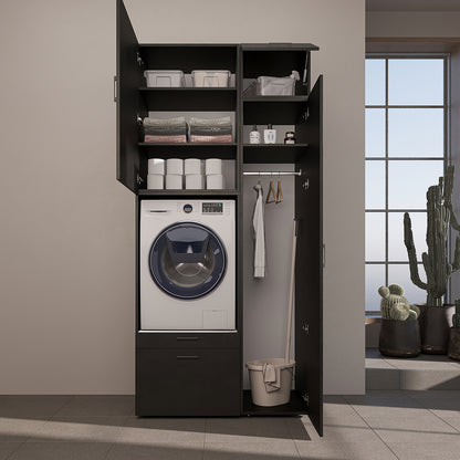 Roomart wasmachinekast SERIE 2, 112 cm, met hoge kast en uittrekplank, in 3 kleuren