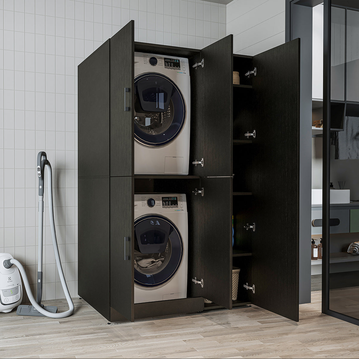 Roomart wasmachinekast DORA-II, 115 cm, voor wasmachine en droger, in 5 kleuren