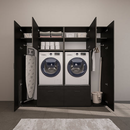 Roomart wandmeubel SERIE 2, 224 cm, voor 2 apparaten met 2 hoge kasten, in 3 kleuren