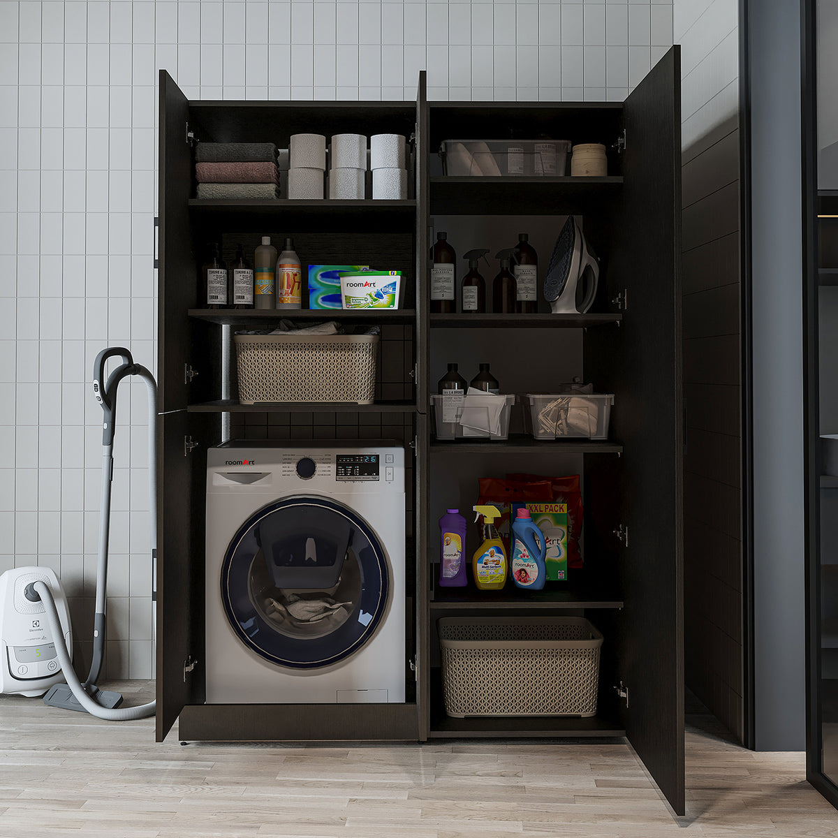 Roomart wasmachinekast DORA-II, 130 cm, voor wasmachine en droger, in 5 kleuren