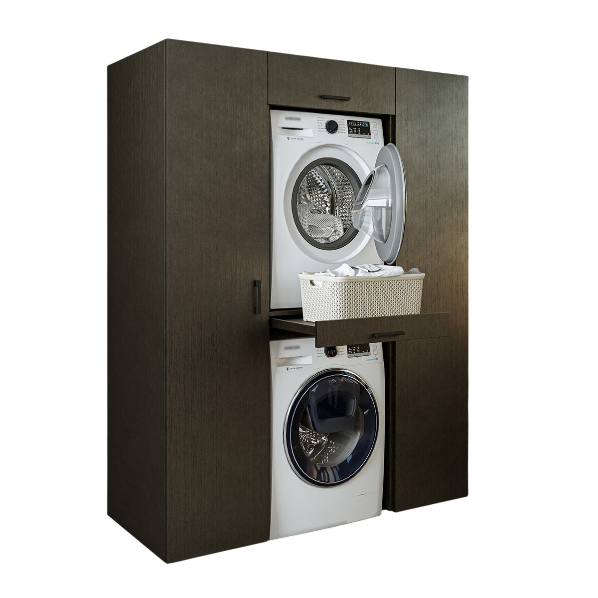 Roomart kastwand DUO-I, 157 cm, wasmachine en droger boven elkaar, in 3 kleuren