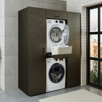 Roomart kastwand DUO-I, 157 cm, wasmachine en droger boven elkaar, in 3 kleuren