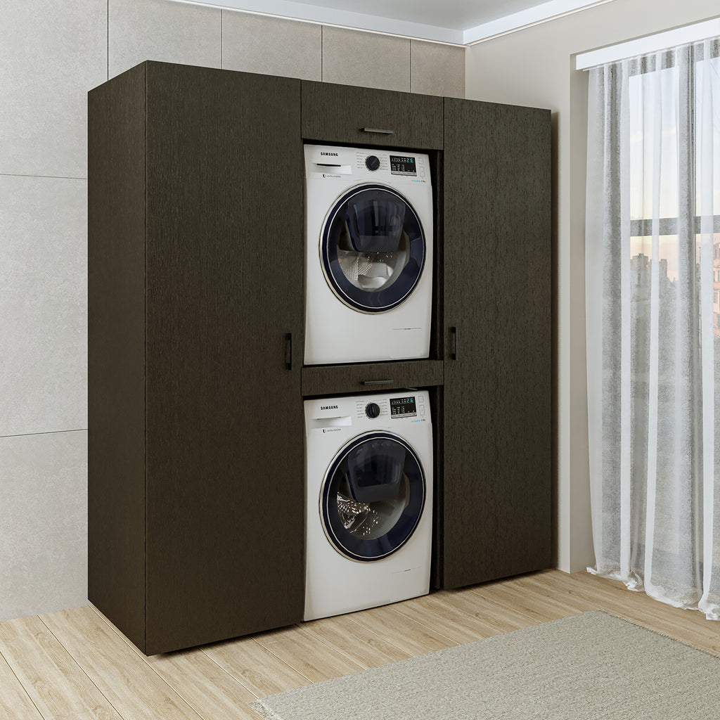Roomart kastwand DUO-I, 187 cm, wasmachine en droger boven elkaar, in 3 kleuren