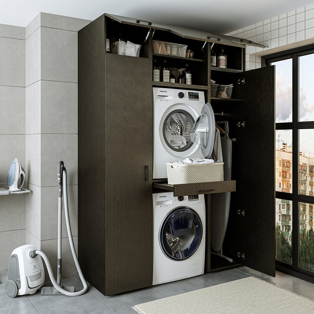 Roomart wasmachinekast 157 cm, voor 2 apparaten met 2 hoge kasten, in 3 kleuren