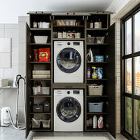 Roomart wasmachinekast 157 cm, voor 2 apparaten met 2 hoge kasten, in 3 kleuren