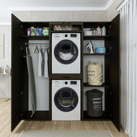 Roomart kastwand DUO-I, 187 cm, wasmachine en droger boven elkaar, in 3 kleuren