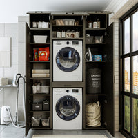 Roomart wasmachinekast 157 cm, voor 2 apparaten met 2 hoge kasten, in 3 kleuren