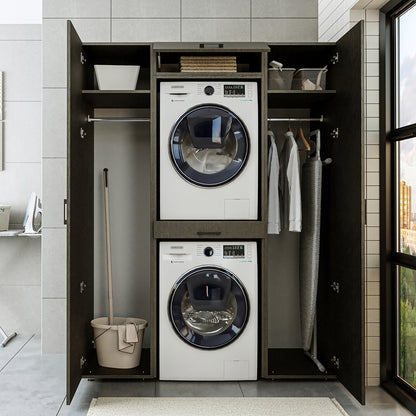 Roomart kastwand DUO-I, 157 cm, wasmachine en droger boven elkaar, in 3 kleuren