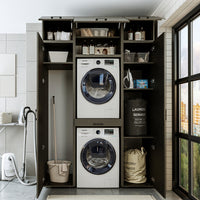 Roomart wasmachinekast 157 cm, voor 2 apparaten met 2 hoge kasten, in 3 kleuren