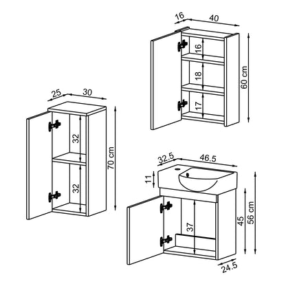 Badmöbelset • PUNTO • Unterschrank mit Waschbecken • Badezimmer Möbel • Gäste WC - badezimmerschrank, waschbecken, badezimmermöbel, badschrank, badezimmer, mit, unterschrank, badmöbel, set, waschtisch, möbel, badezimmermãbel, bad, badezimmerschränke, schm