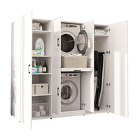 Roomart Waschmaschinenschrank DORA-I 190 cm, Weiß, 186 cm hoch, weißer Hintergrund