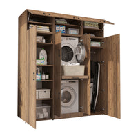 Roomart Waschmaschinenschrank DORA-I 190 cm, Eiche, 230 cm hoch, weißer Hintergrund